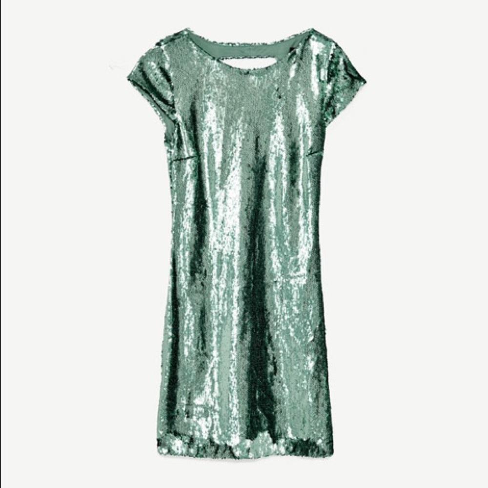 Zara Sea Green Sequin Dress - Picture 4 of 5
